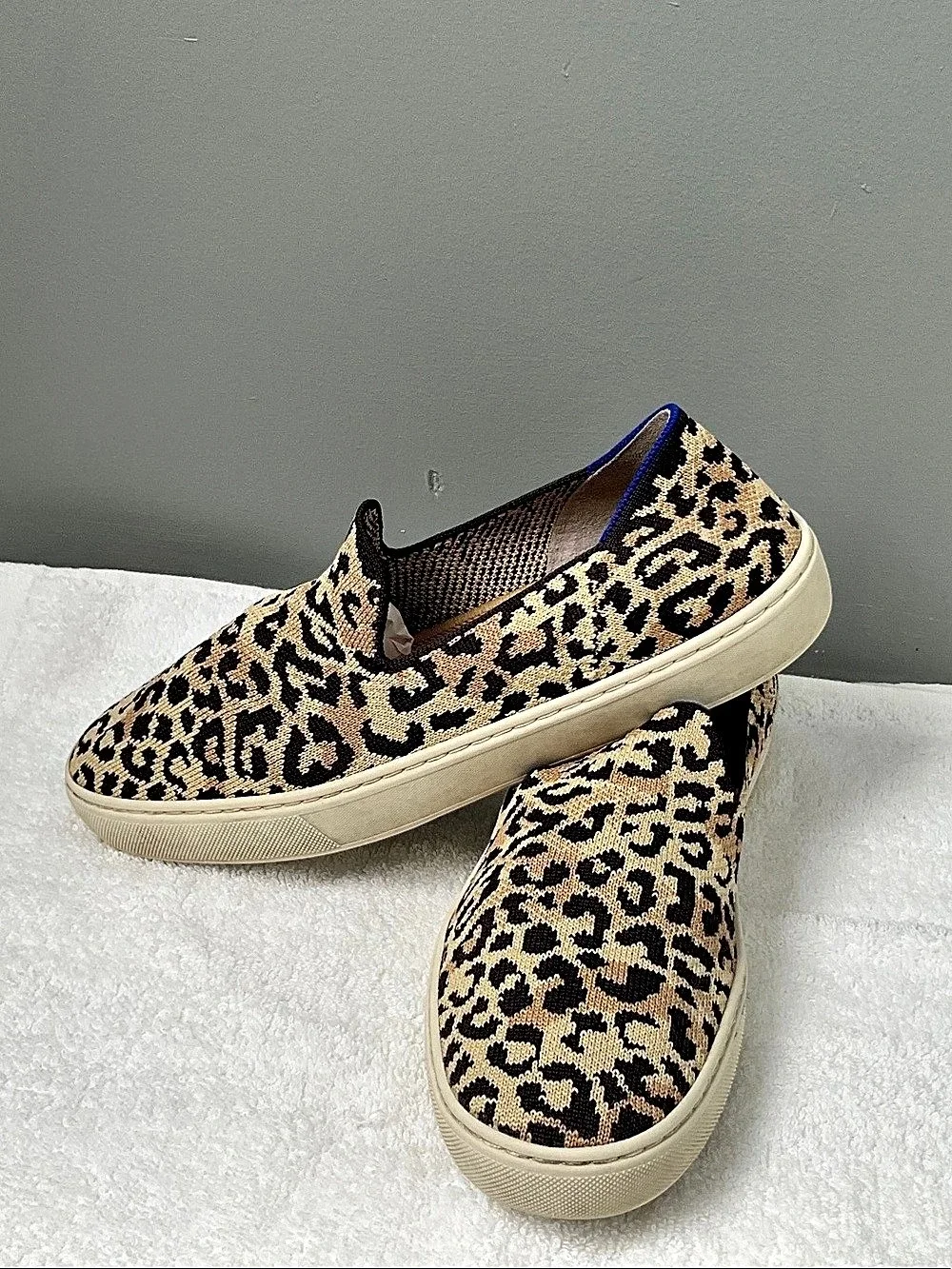 Rothy's The Sneaker Leopard Print Sneakers Brown & Black Like New